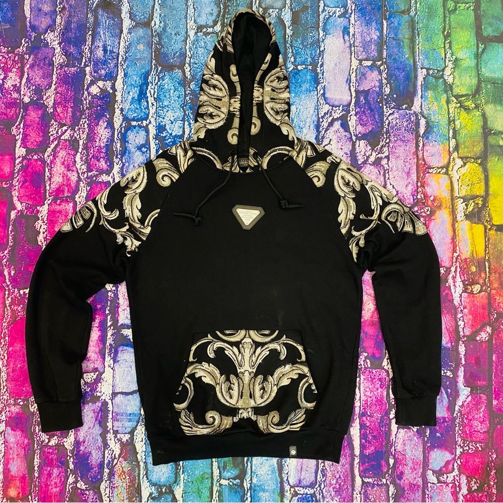 AVENUE GEORGE V. Gv Crystal Baroque Hoodie Black size Small